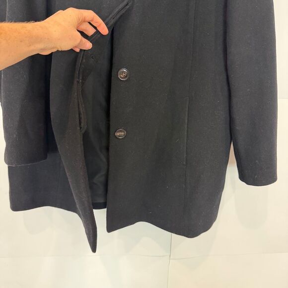 J. Crew Bow Front Coat Women’s Black Wool Button Up Long Peacoat sz 20 Jacket 2x - Picture 13 of 16